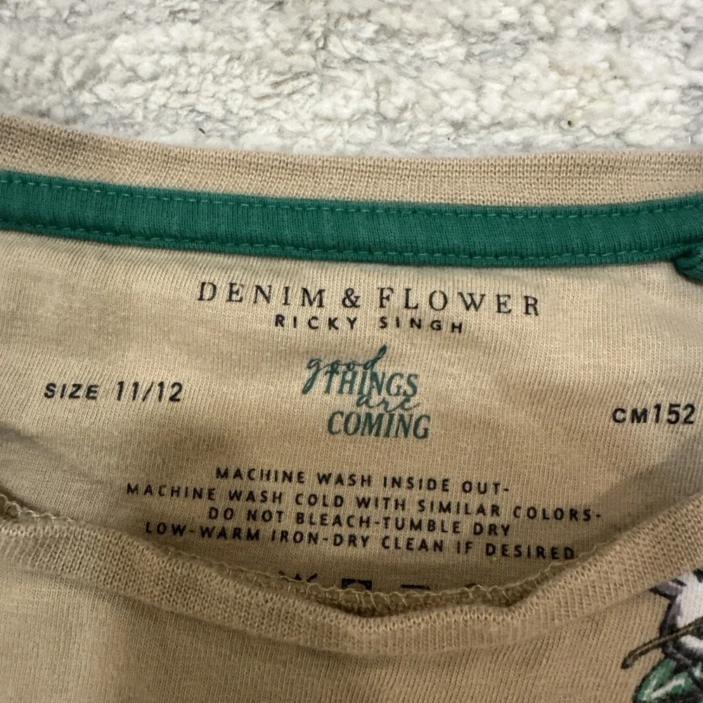 Denim & Flower Ricky Singh‎ Tan Dabbing Easter Bunny Tee Shirt Top Boys Sz 11-12